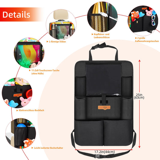 Autositz-Organizer 4th Gen – 8 Taschen, Tablet-Halter, Kinder-Rücksitzschutz