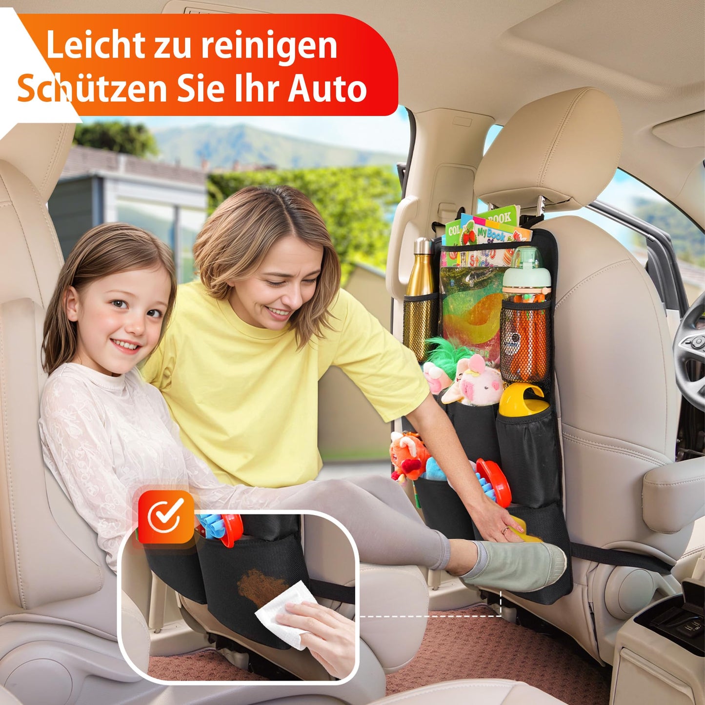 Autositz-Organizer 4th Gen – 8 Taschen, Tablet-Halter, Kinder-Rücksitzschutz