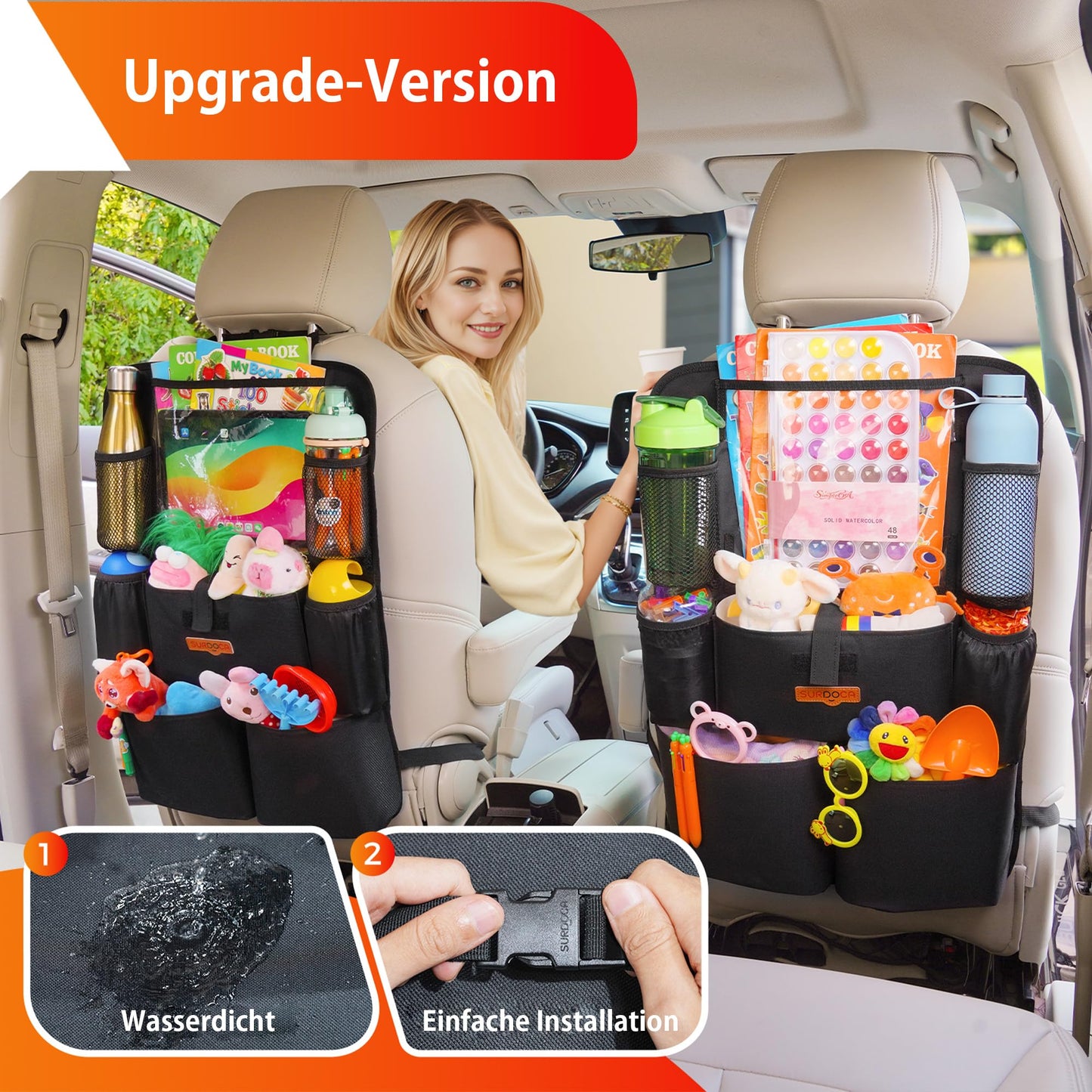 Autositz-Organizer 4th Gen – 8 Taschen, Tablet-Halter, Kinder-Rücksitzschutz